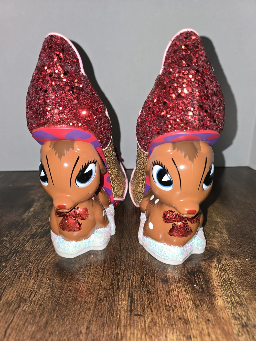 Irregular Choice Baby Deer Glitter Red Bow Heels - Picture 2 of 10